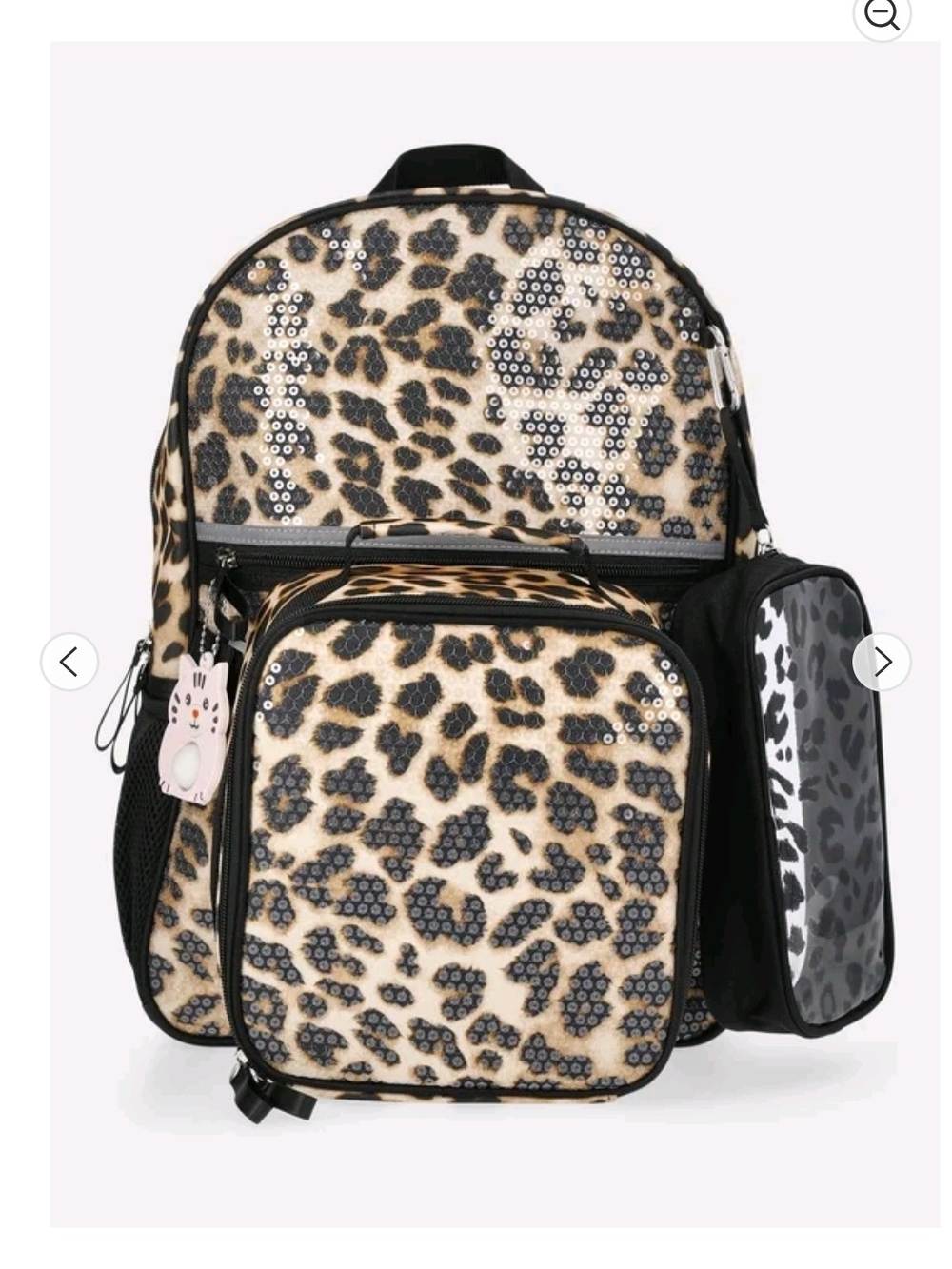 Leopard Print Sequin Men's Backpack - Black & Tan